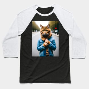 Humanoid Cat - Modern Digital Art Baseball T-Shirt